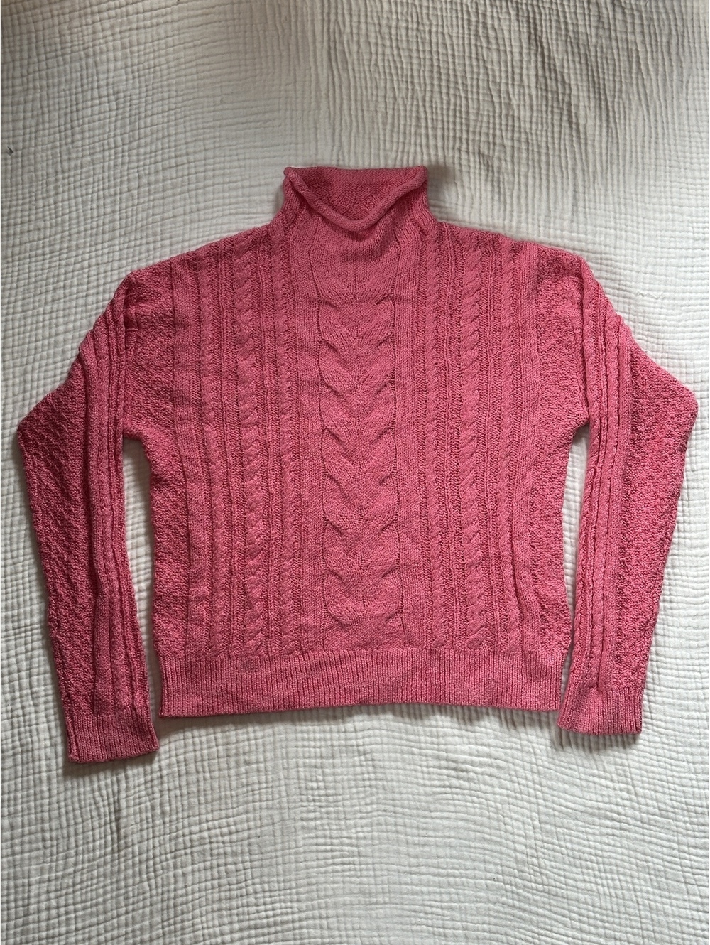 J.Crew Women’s Small Pink Cable Knit Cowl Neck Sweater